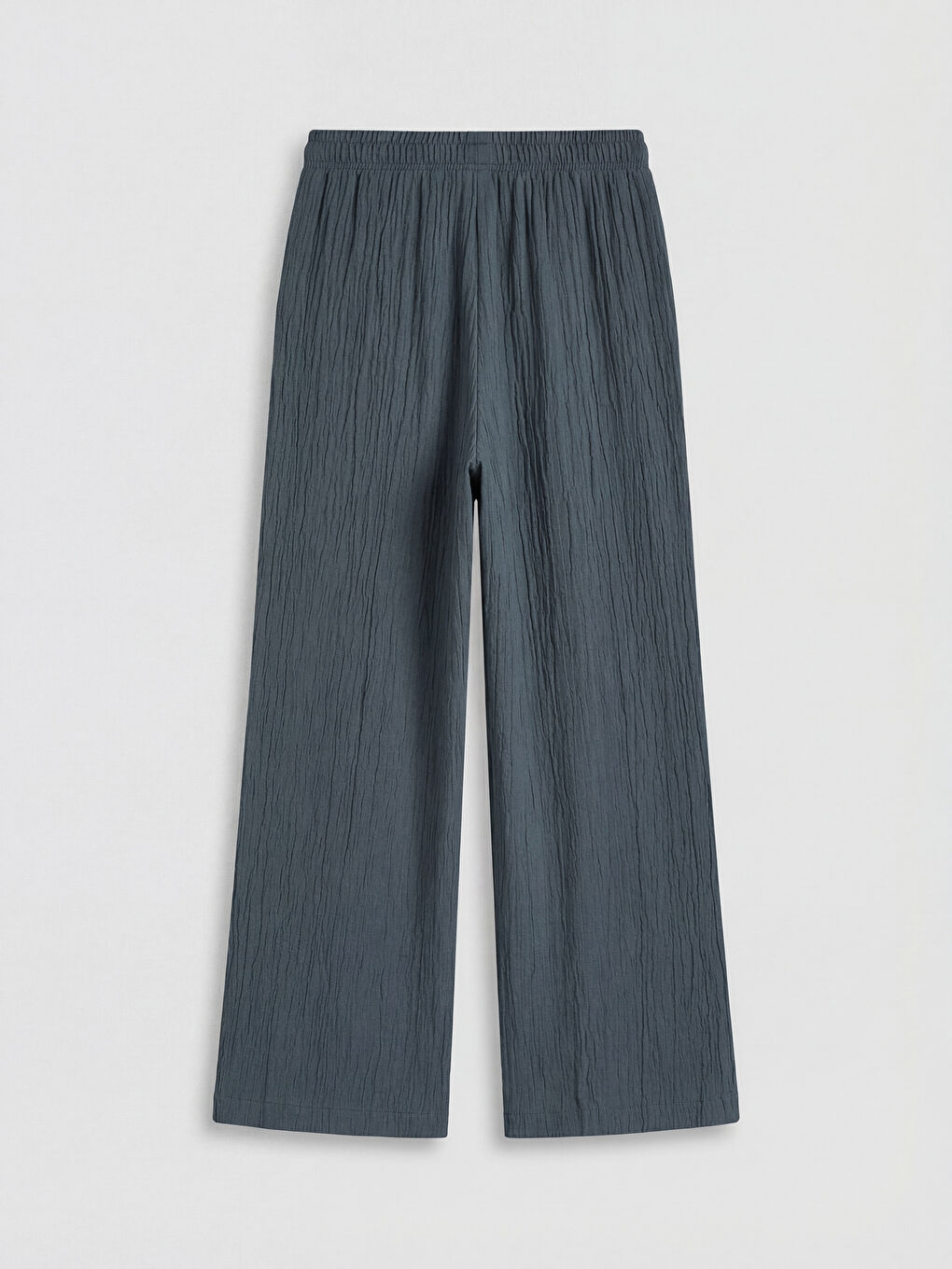 İndigo Beli Lastikli Geniş Paça Kadın Pantolon-1