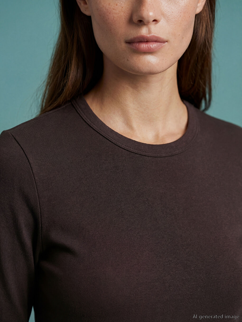 Kahverengi Bisiklet Yaka Kadın Body-2