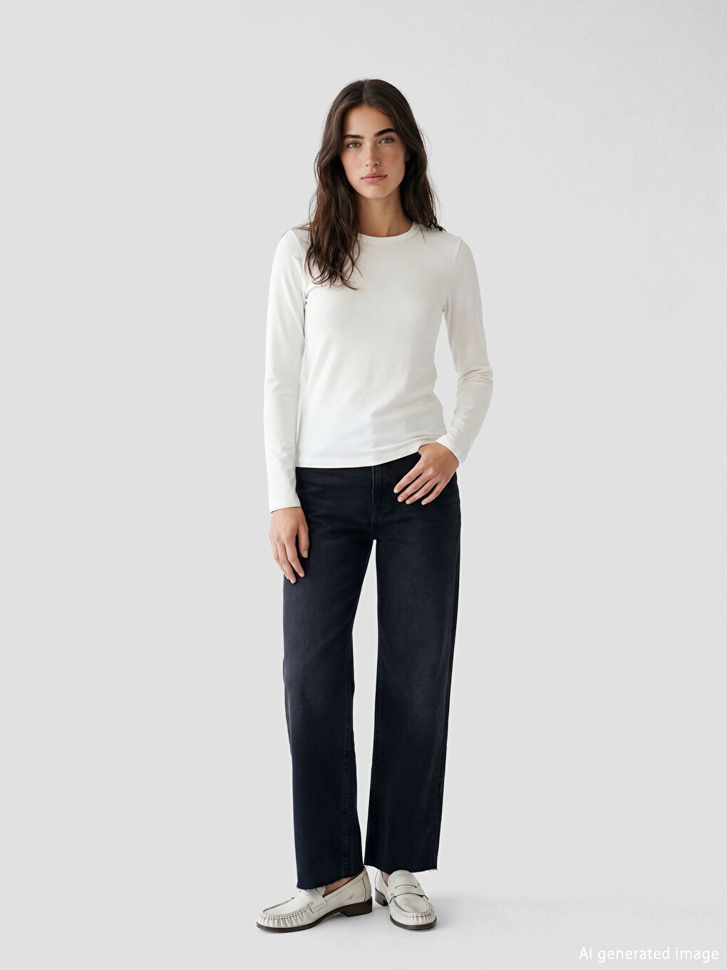 Ekru Bisiklet Yaka Kadın Body-1