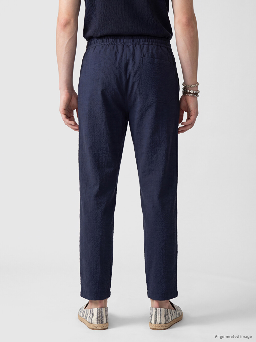 Relaxed Fit Men's Textured Trousers-3