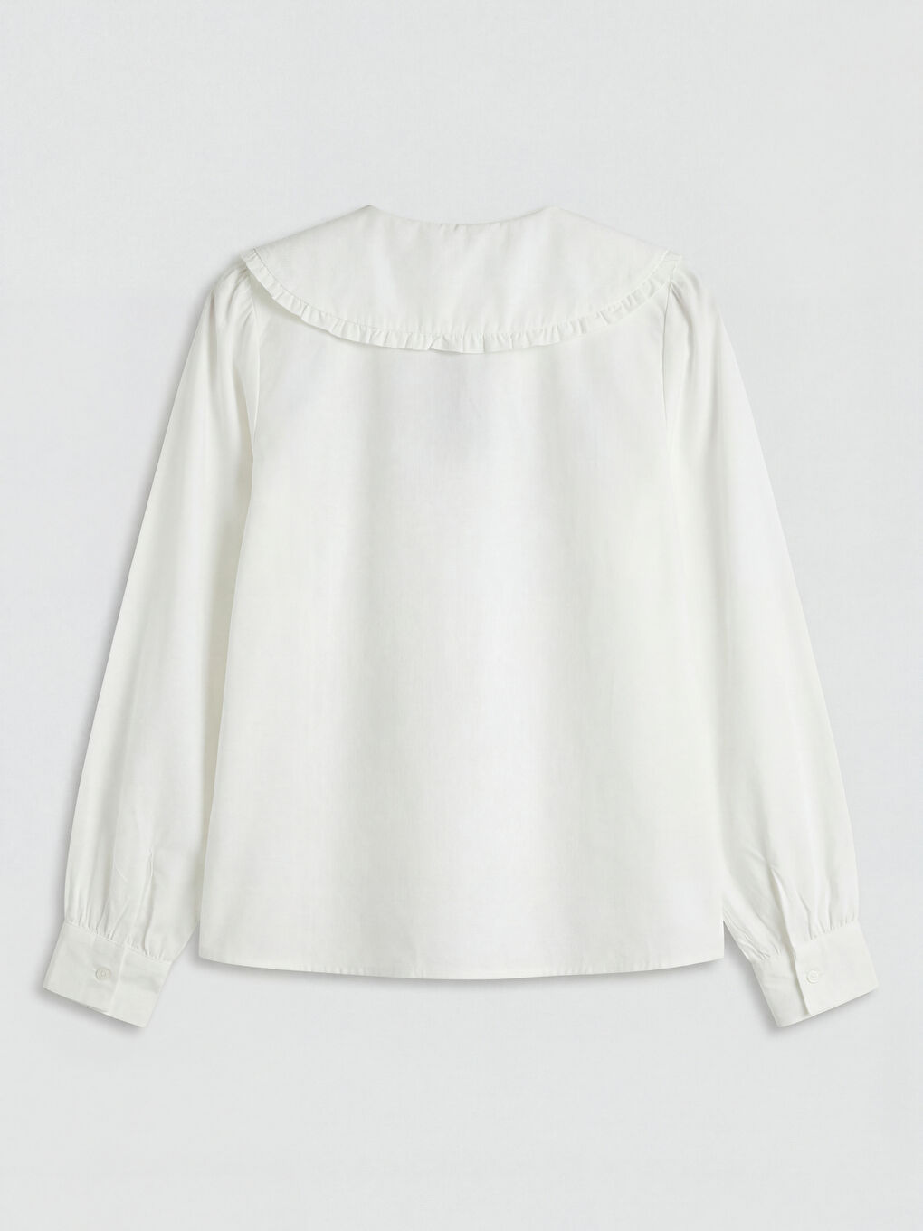 Beyaz Bebe Yaka Kadın Gömlek-5