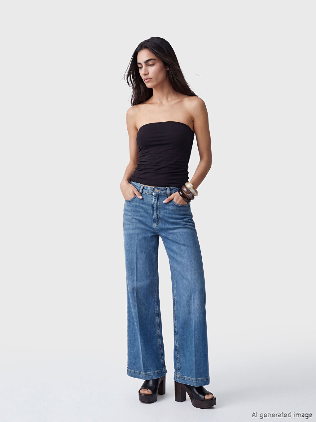 İndigo Wideleg Kadın Jean Pantolon	