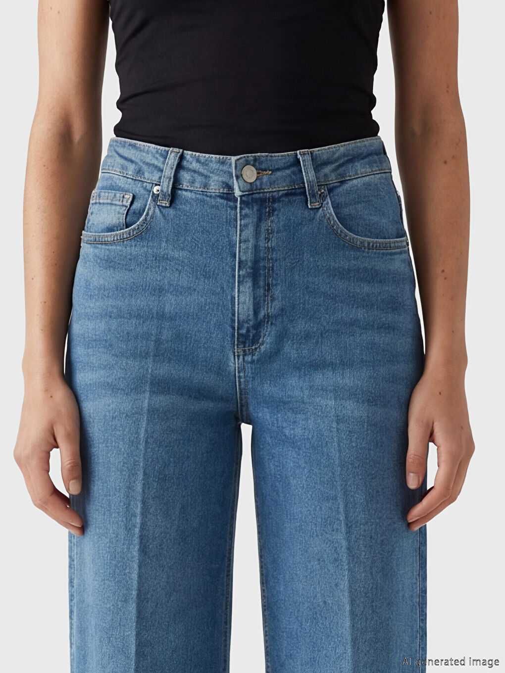 İndigo Wideleg Kadın Jean Pantolon	-2