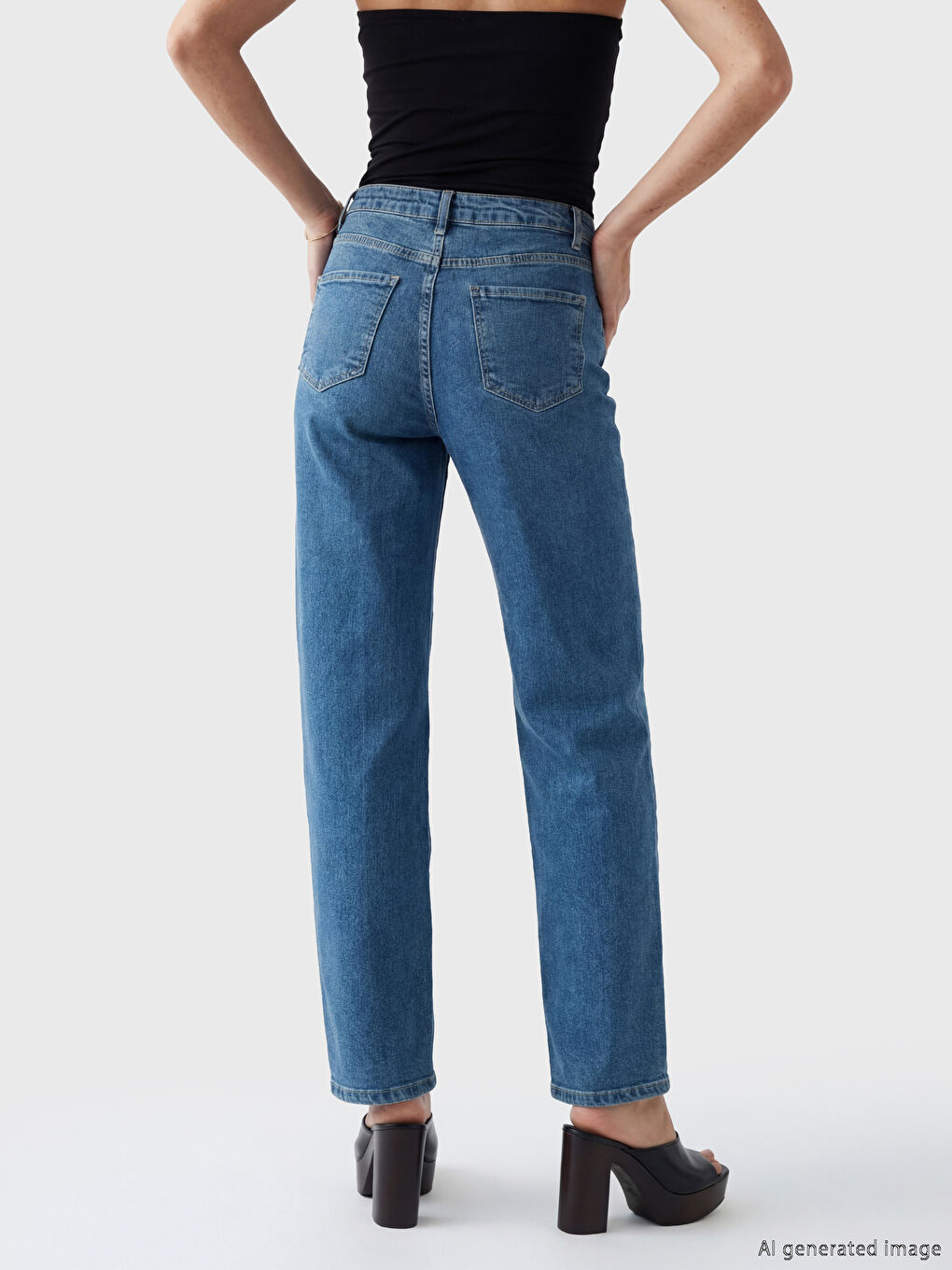 İndigo Wideleg Kadın Jean Pantolon	-3