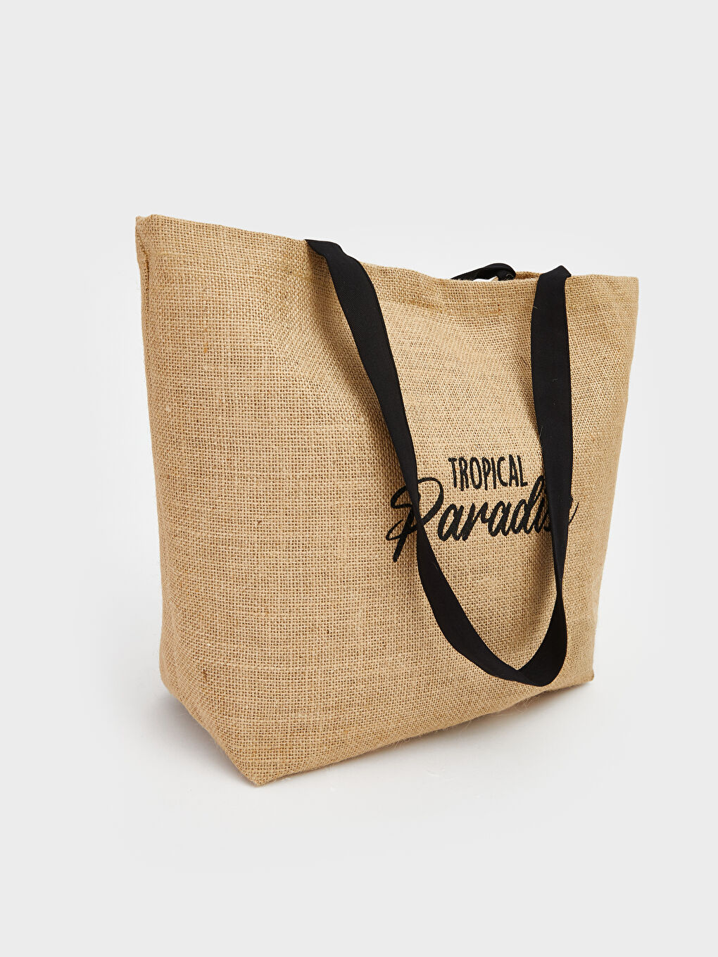 Bej Baskılı Kadın Bez Plaj Çantası-1