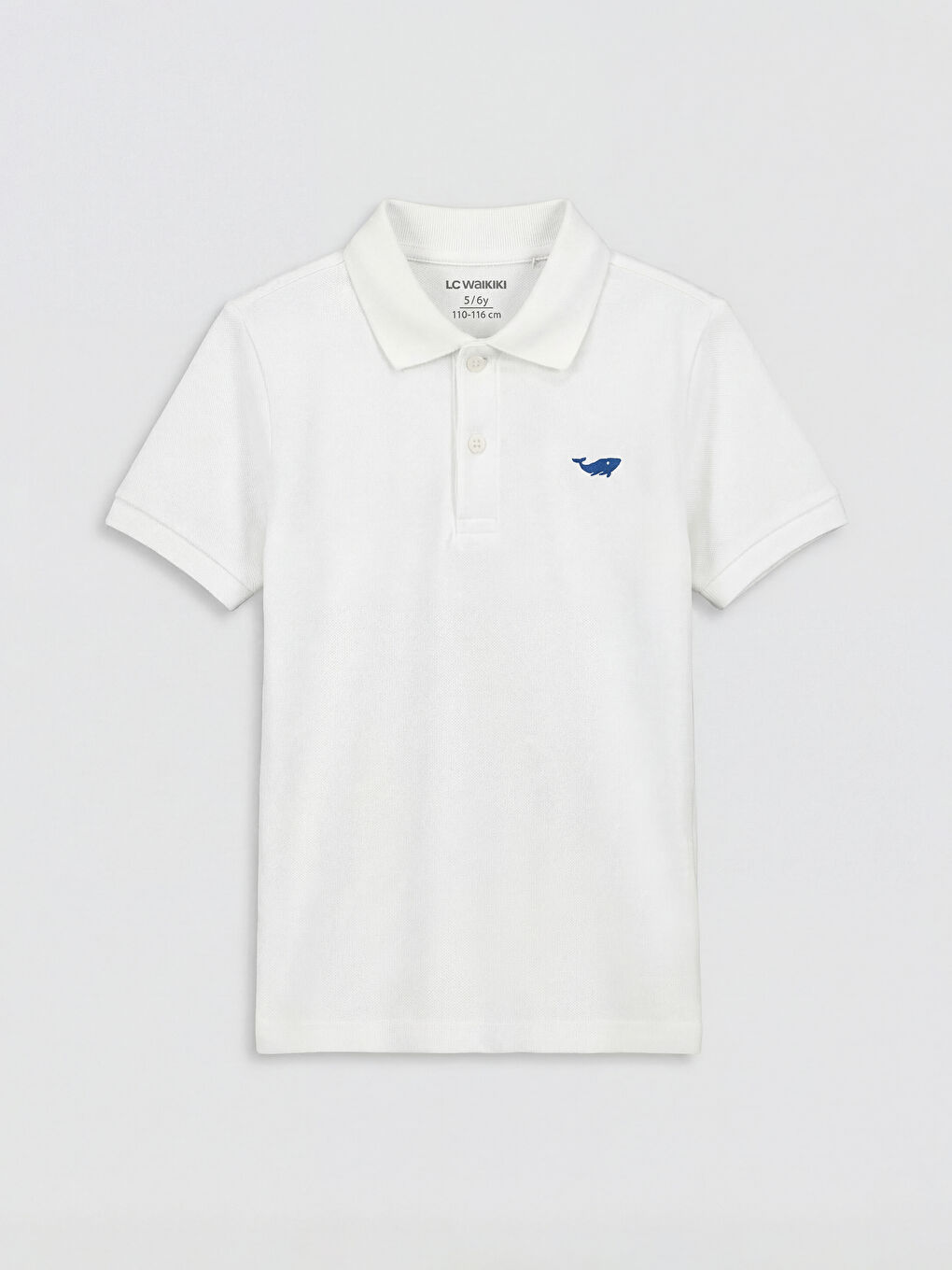 Beyaz Polo Yaka Kısa Kollu Nakışlı Erkek Çocuk Tişört