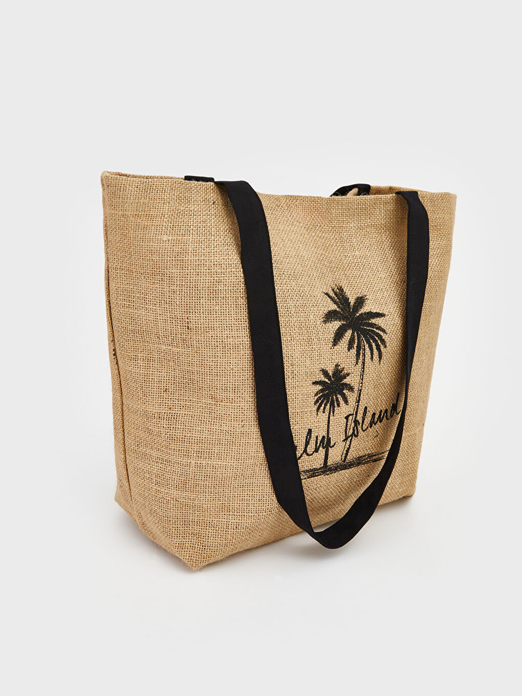 Bej Baskılı Hasır Kadın Plaj Çantası-1