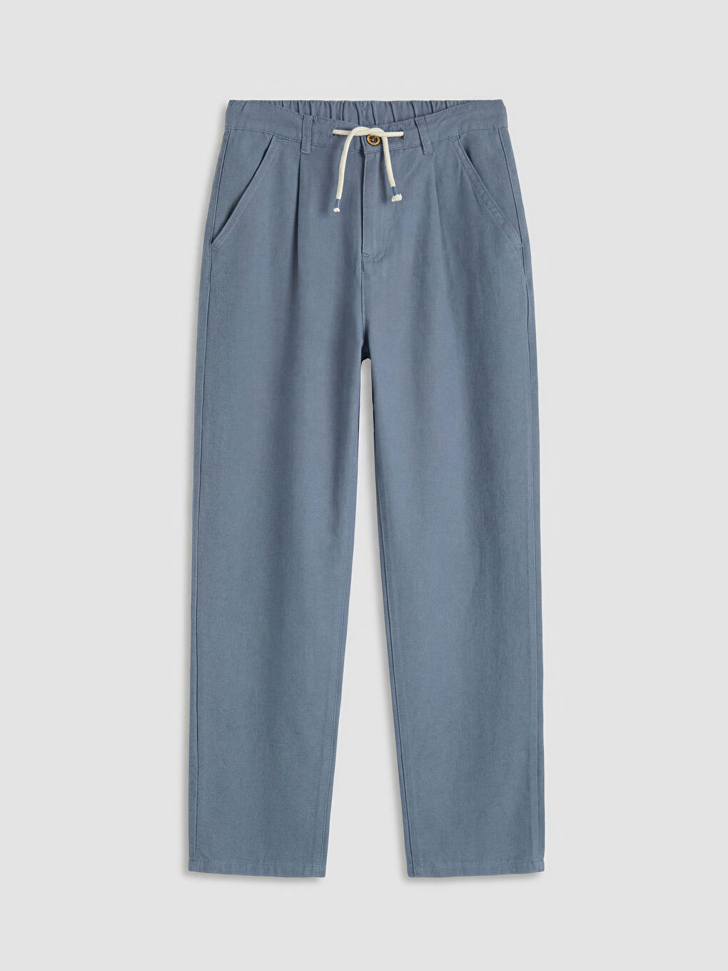 Mavi Erkek Çocuk Keten Karışımlı Pantolon