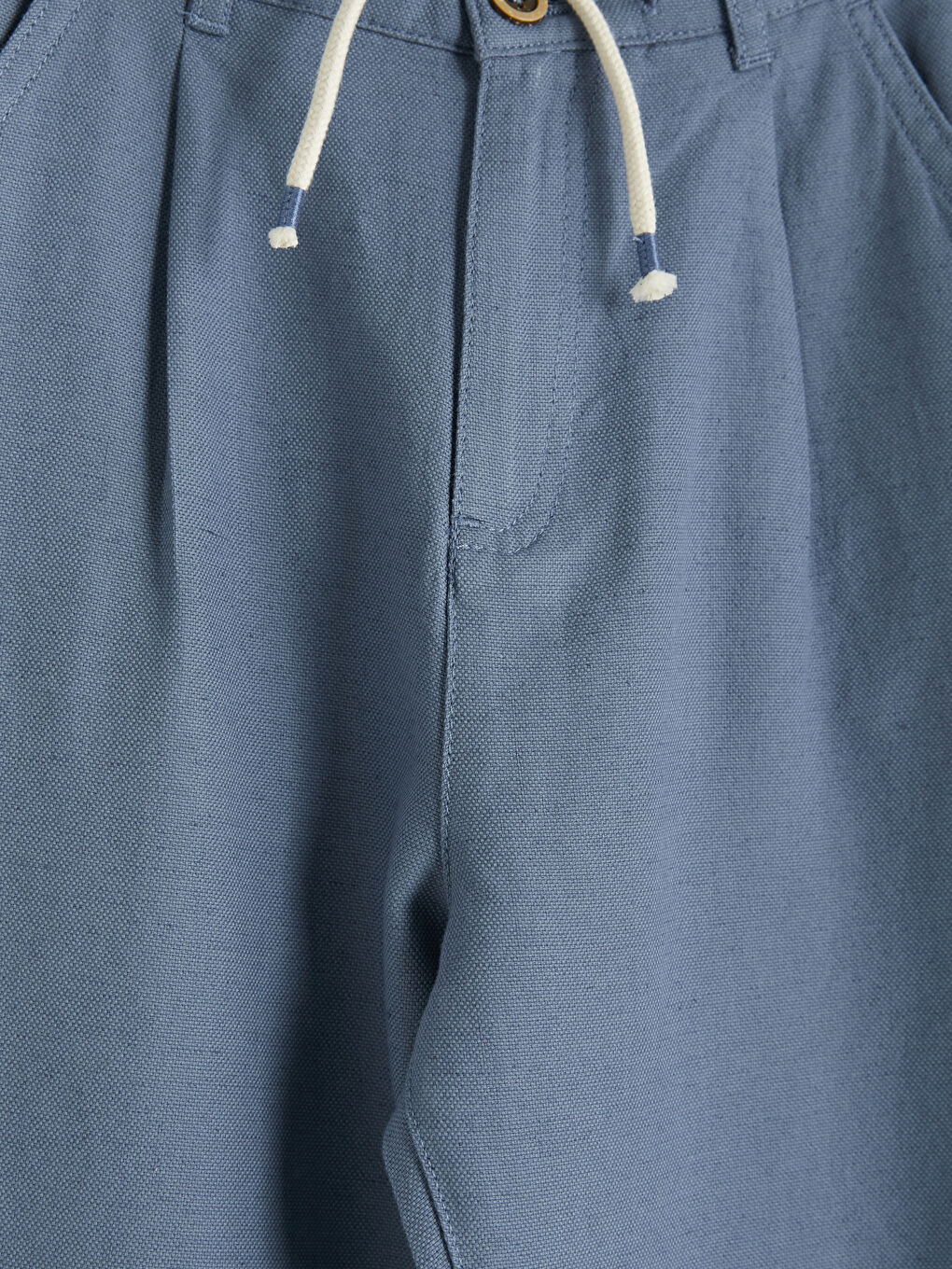 Mavi Erkek Çocuk Keten Karışımlı Pantolon-3