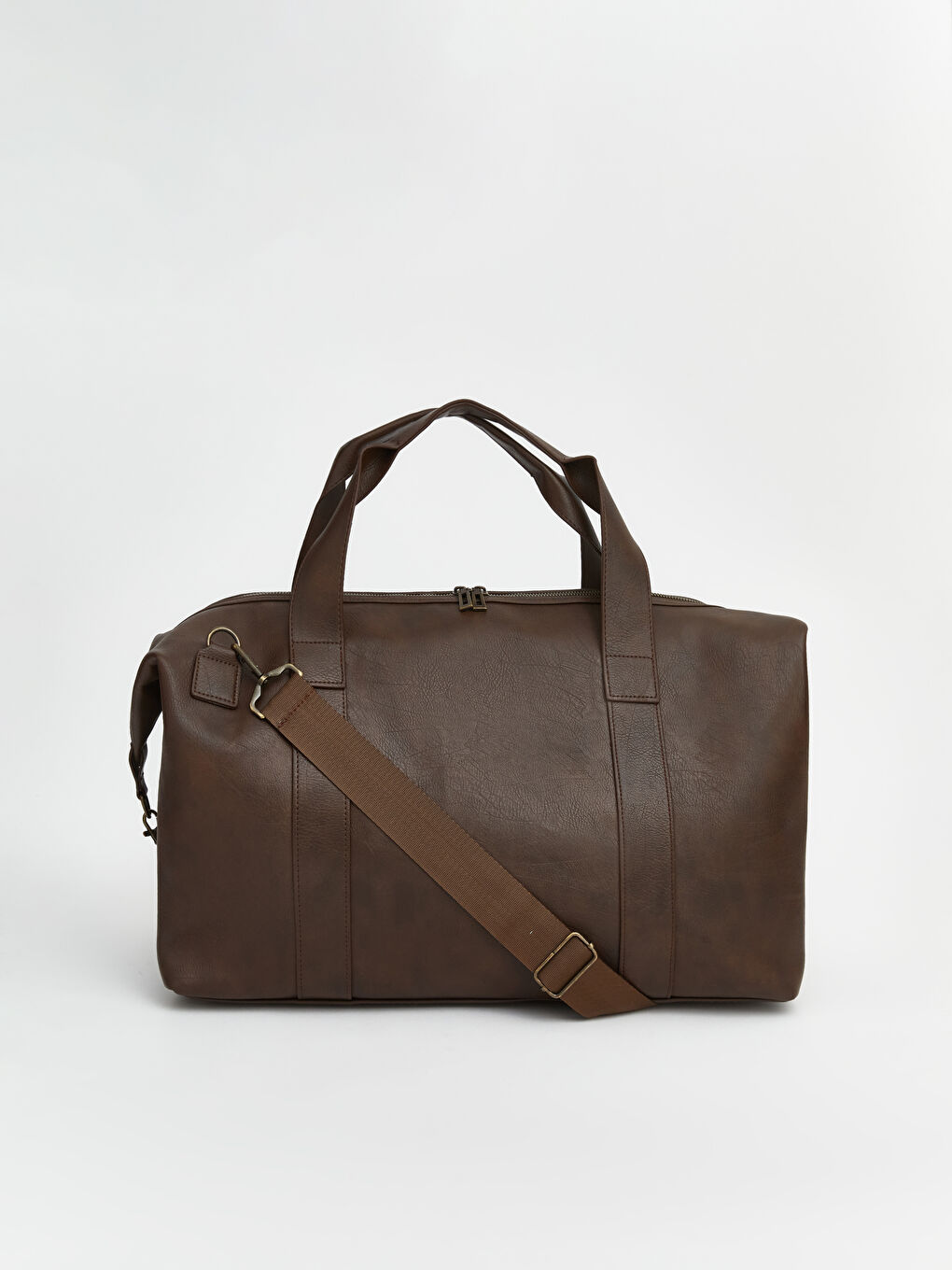 Kahverengi Deri Görünümlü Erkek Seyahat Çantası	
