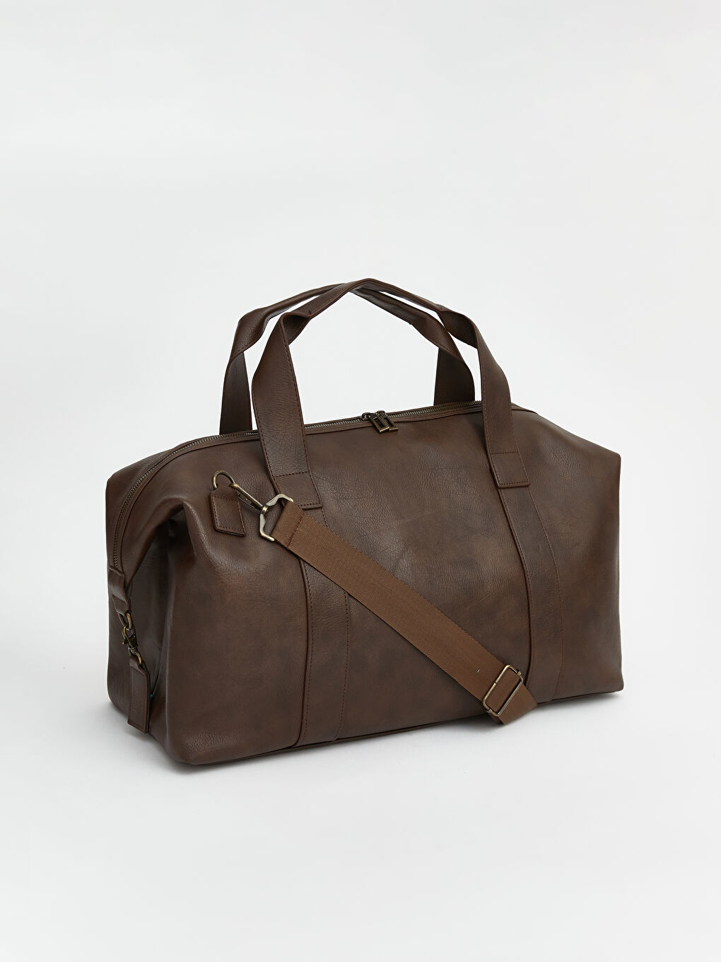 Kahverengi Deri Görünümlü Erkek Seyahat Çantası	-1