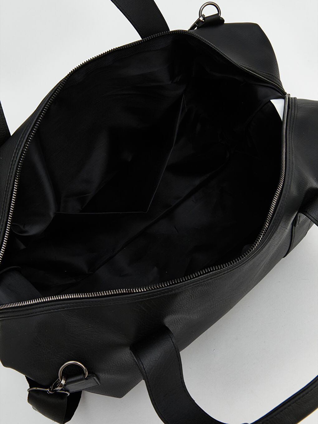 Siyah Deri Görünümlü Erkek Seyahat Çantası	-3