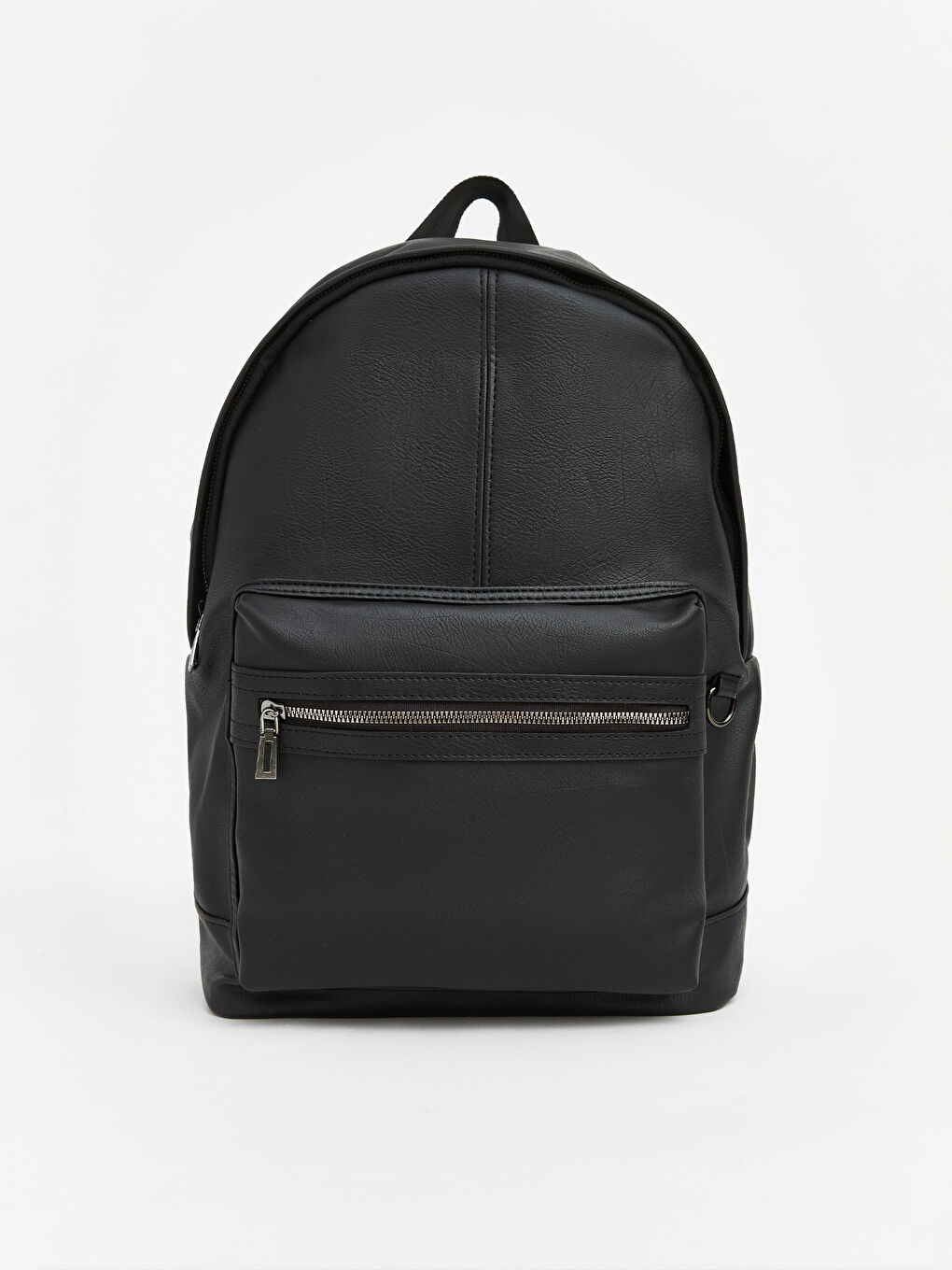 Siyah Deri Görünümlü Erkek Sırt Çantası