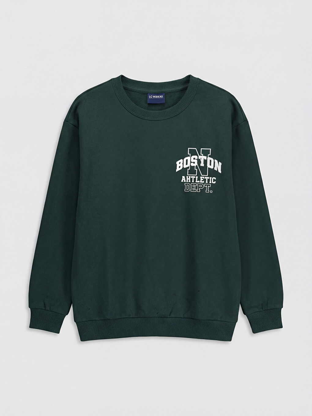 Crew Neck Boston Printed Boys' Thick Sweatshirt