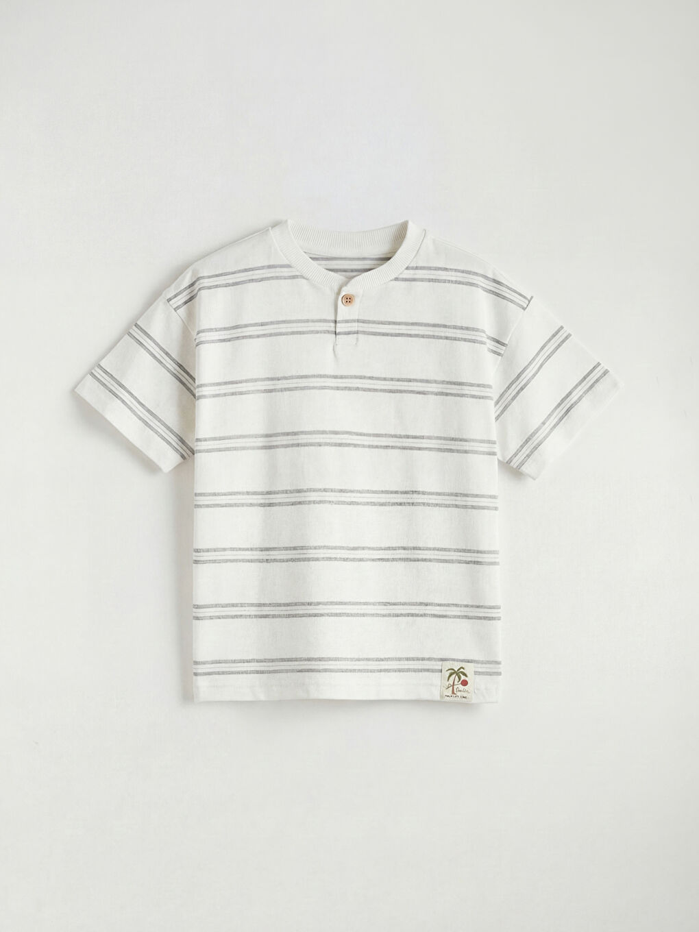 Mavi Geniş Kalıp Çizgili Erkek Çocuk Tişört