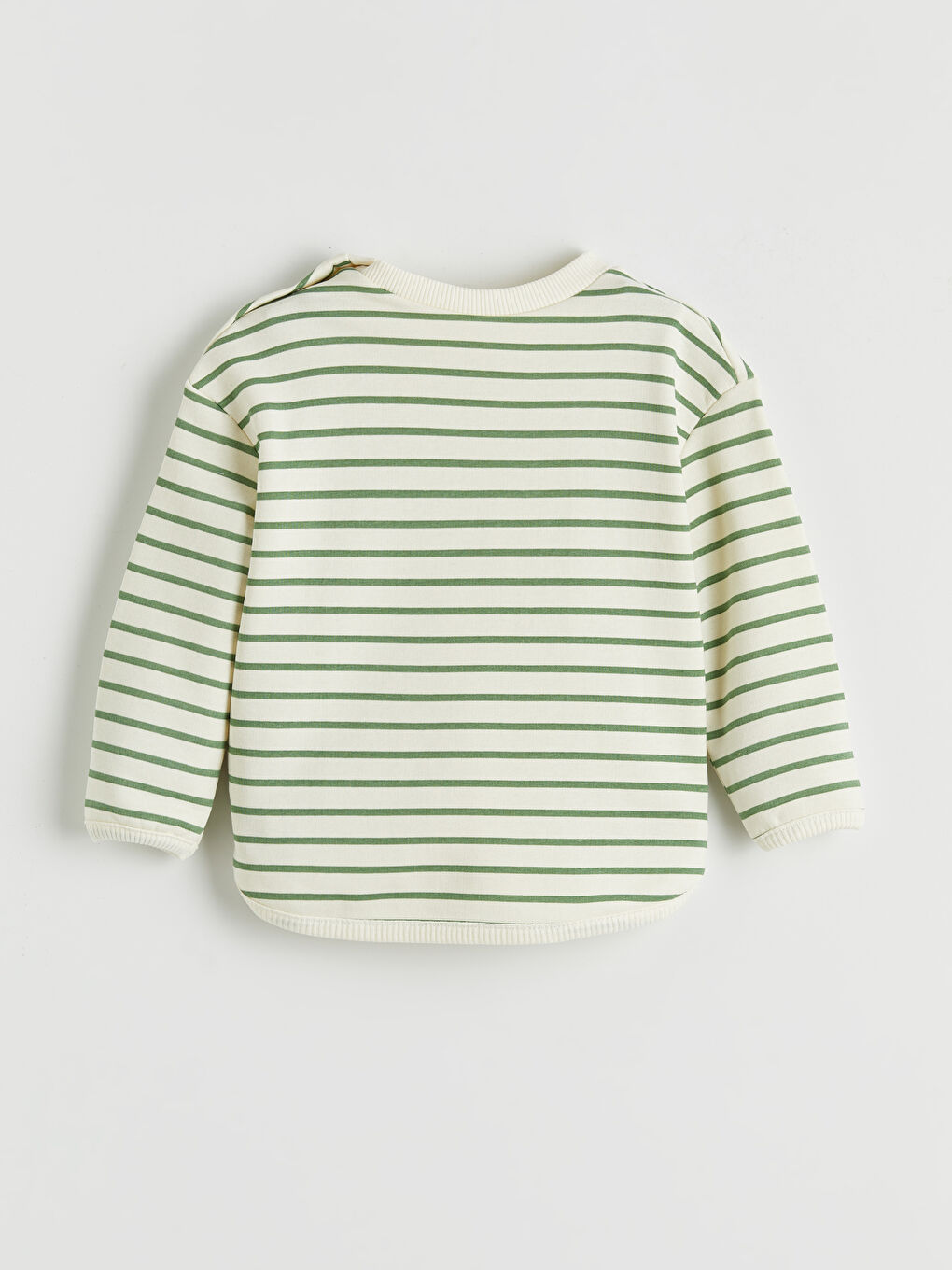 Ekru Bisiklet Yaka Çiçek Nakışlı Kız Bebek Sweatshirt-2