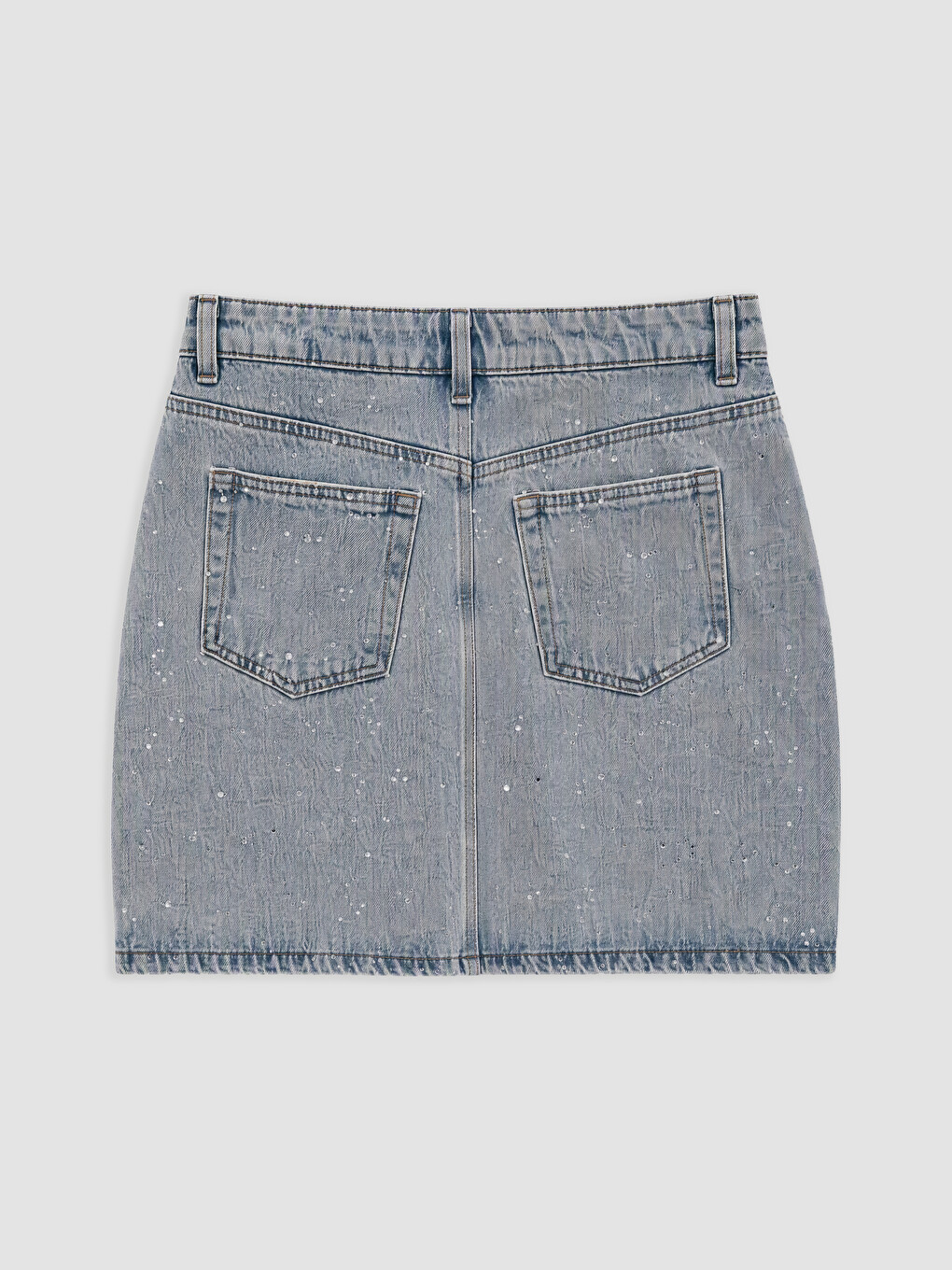 Stone Embellished Denim Mini Skirt-1