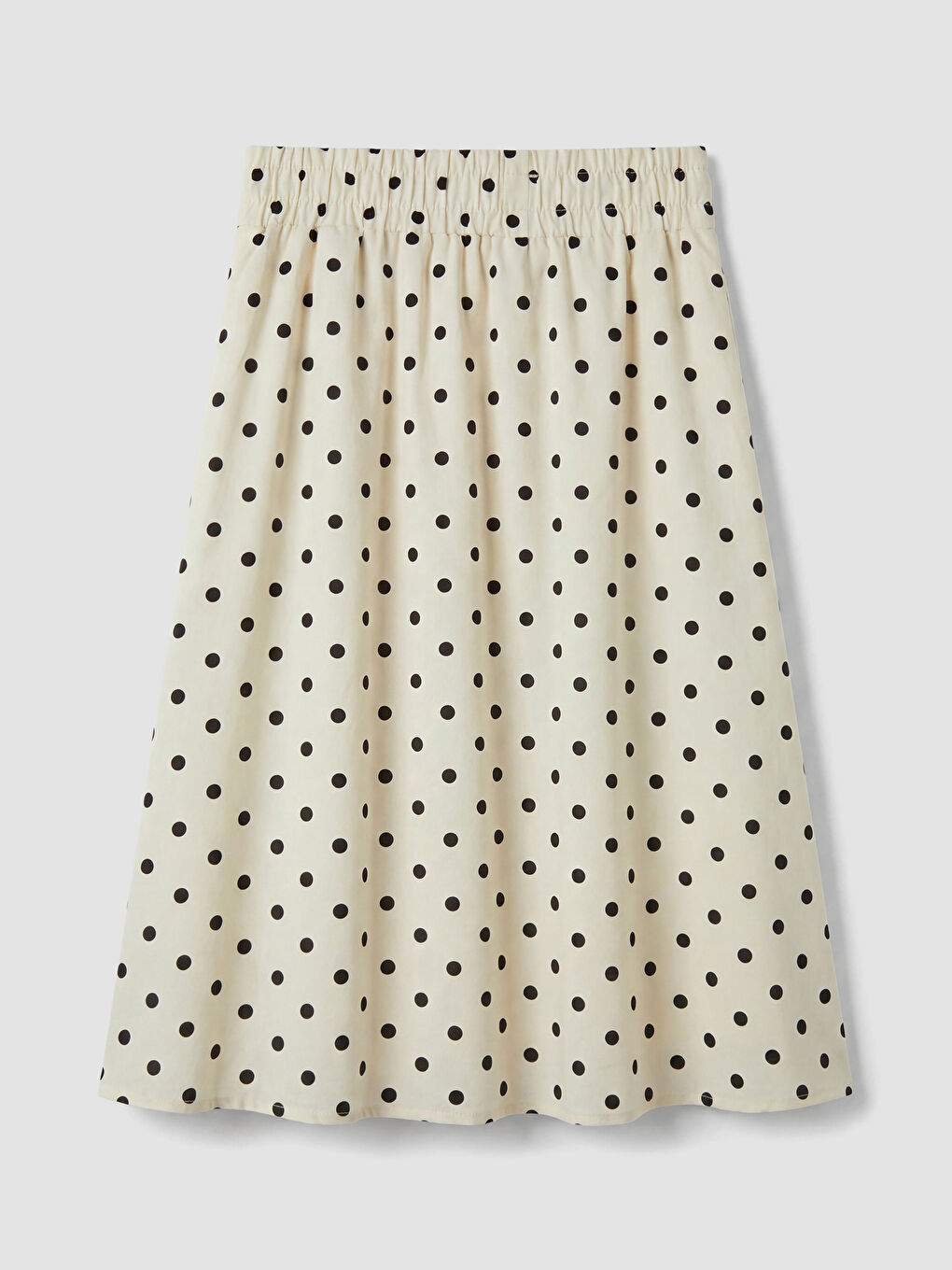 Elastic Waist Polka Dot Poplin Flared Skirt