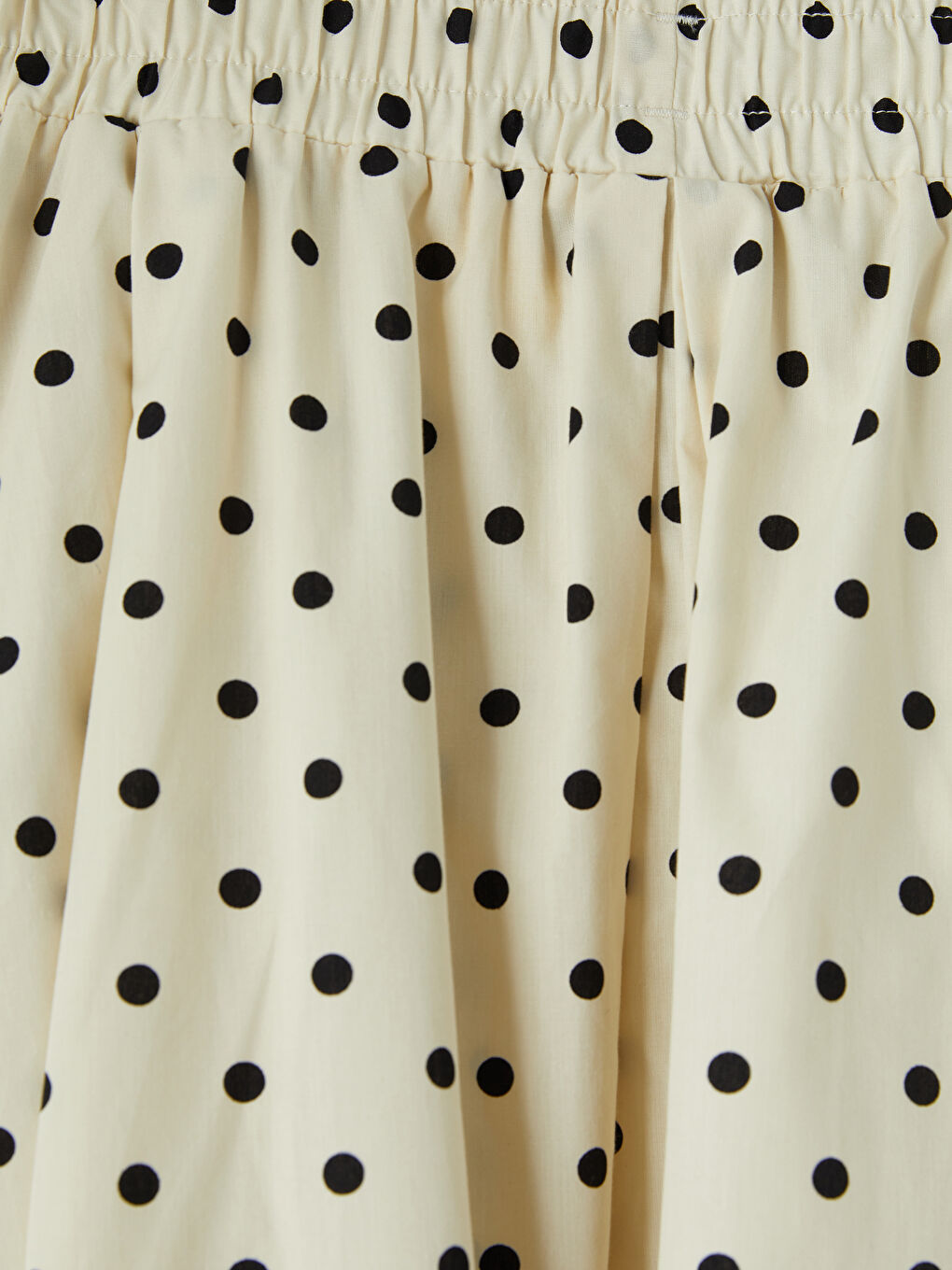 Elastic Waist Polka Dot Poplin Flared Skirt-1