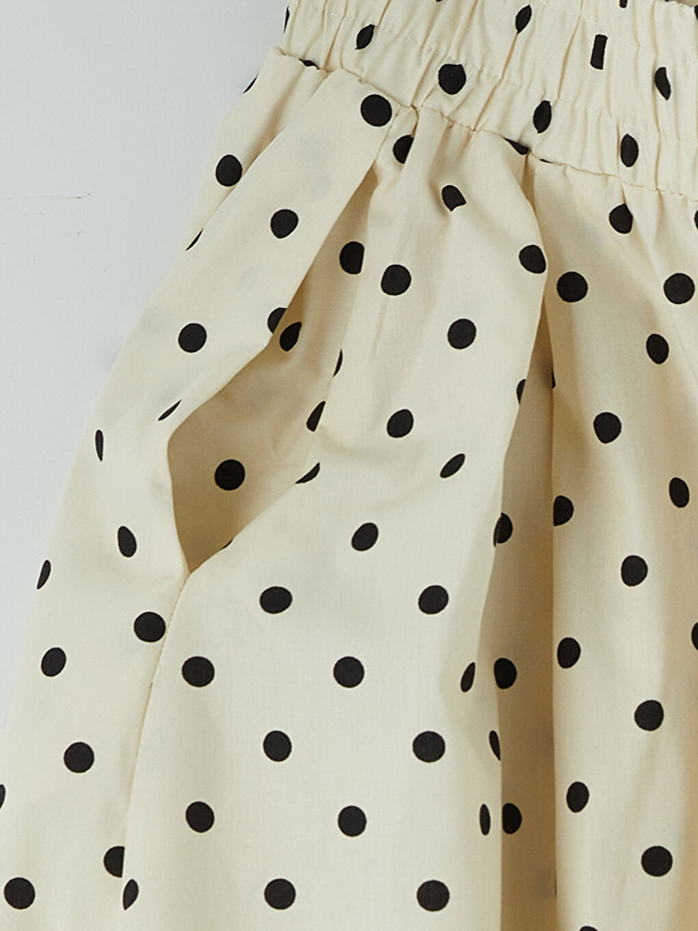 Elastic Waist Polka Dot Poplin Flared Skirt-2