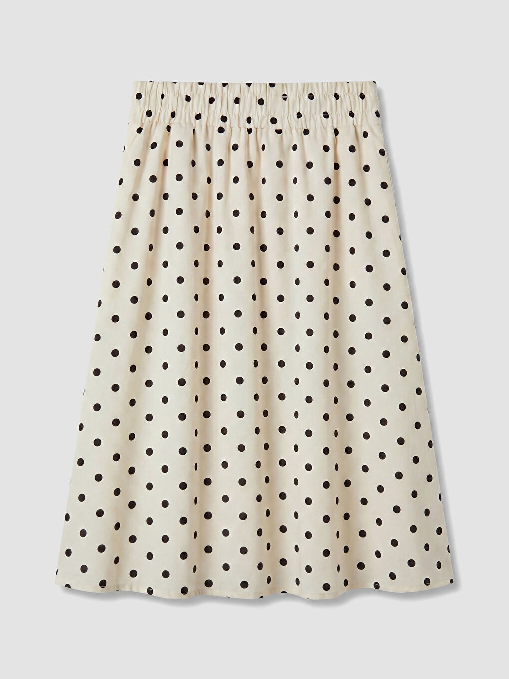 Elastic Waist Polka Dot Poplin Flared Skirt-3