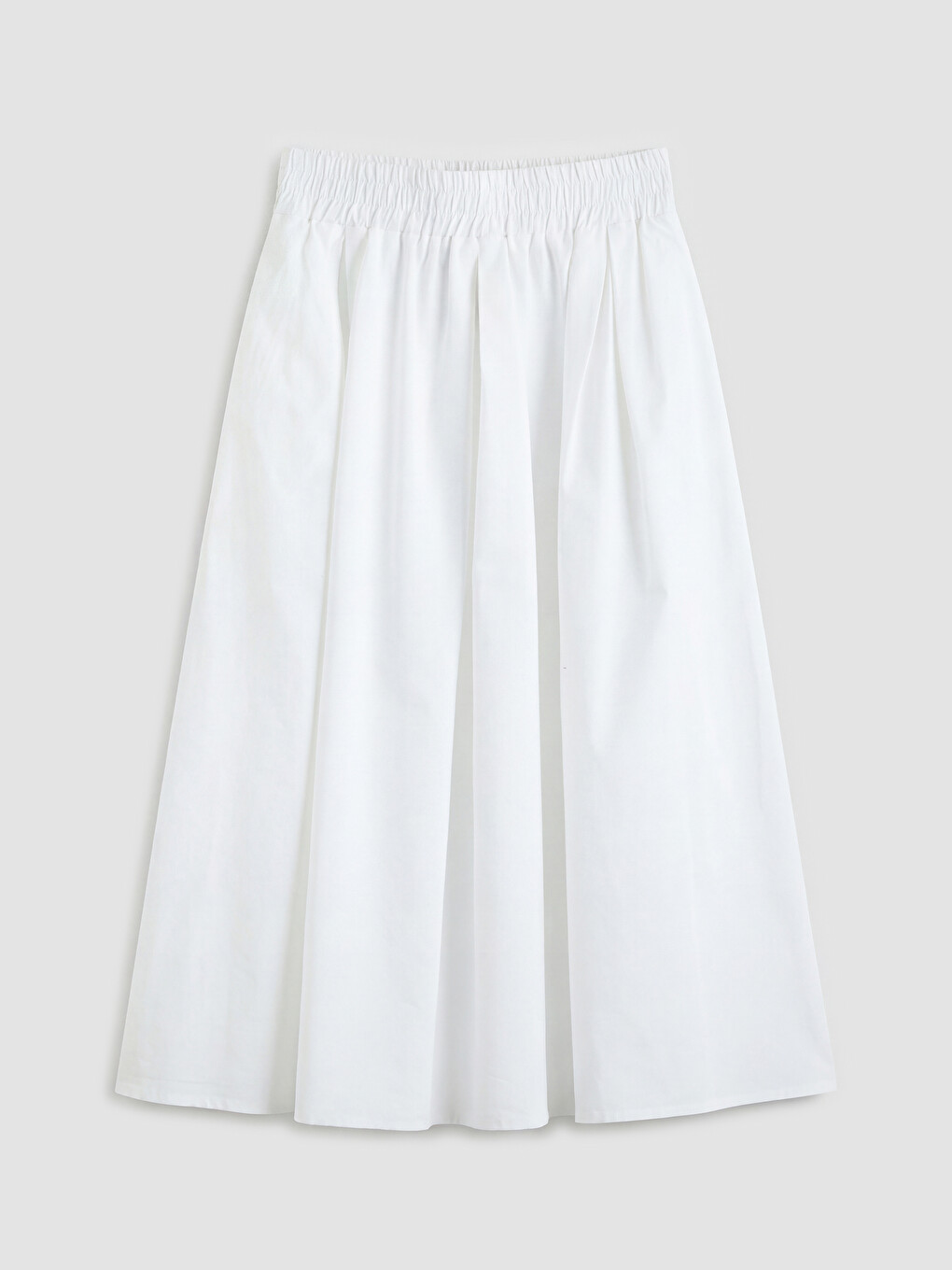 Elastic Waist Poplin Flared Skirt-4