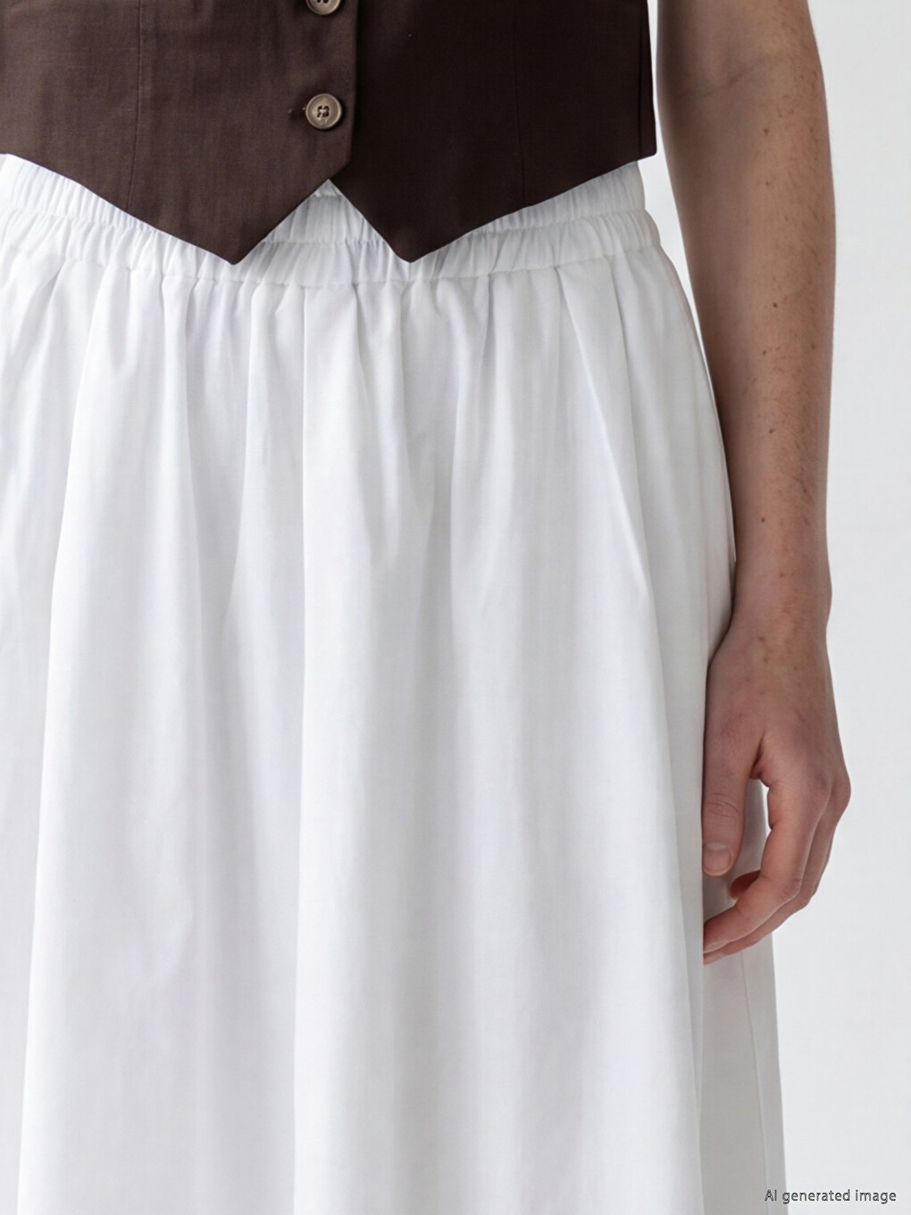 Elastic Waist Poplin Flared Skirt-2