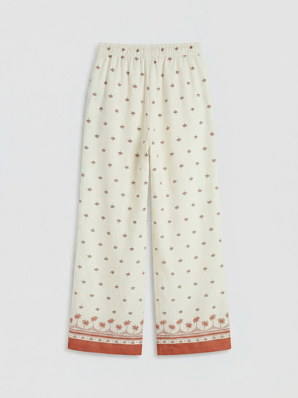 Ekru Loose Fit Kız Çocuk Desenli Pantolon-1