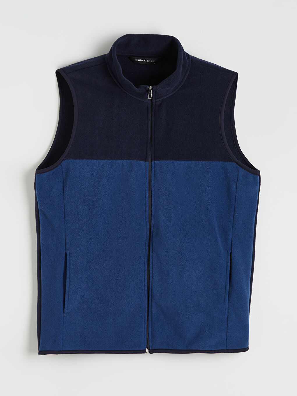 Lacivert Standart Fit Dik Yaka Erkek Polar Yelek-4