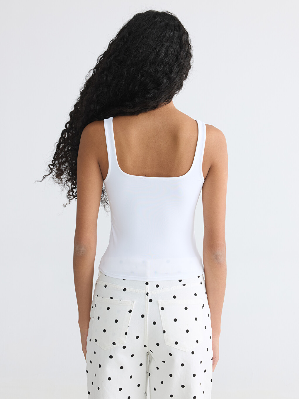 Damen Bauchfrei Tanktop Quadratischer Kragen-3