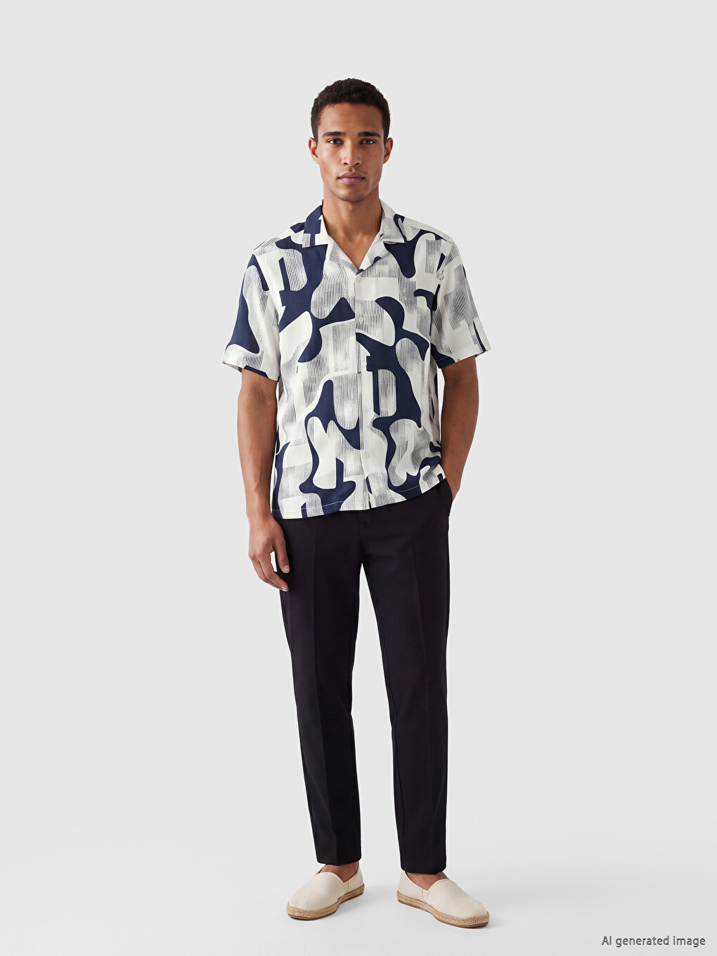 Regular Fit Patterned Viscose Men's Shirt-1