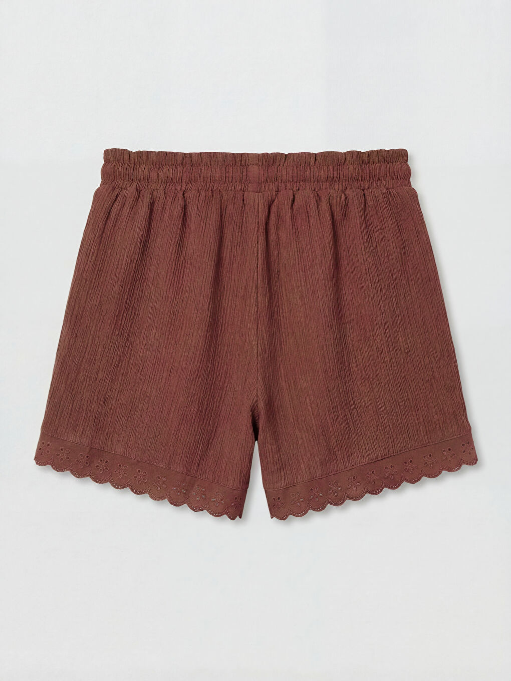 Kahverengi Beli Lastikli Fisto Detaylı Kız Çocuk Şort-1