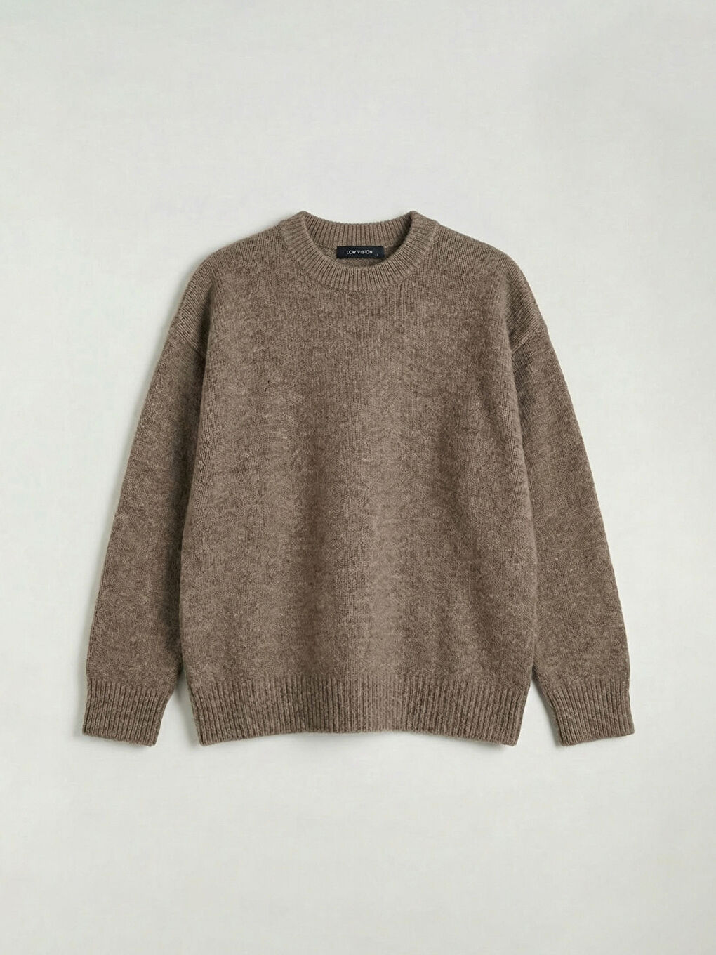 Bej Bisiklet Yaka Kadın Triko Kazak-4