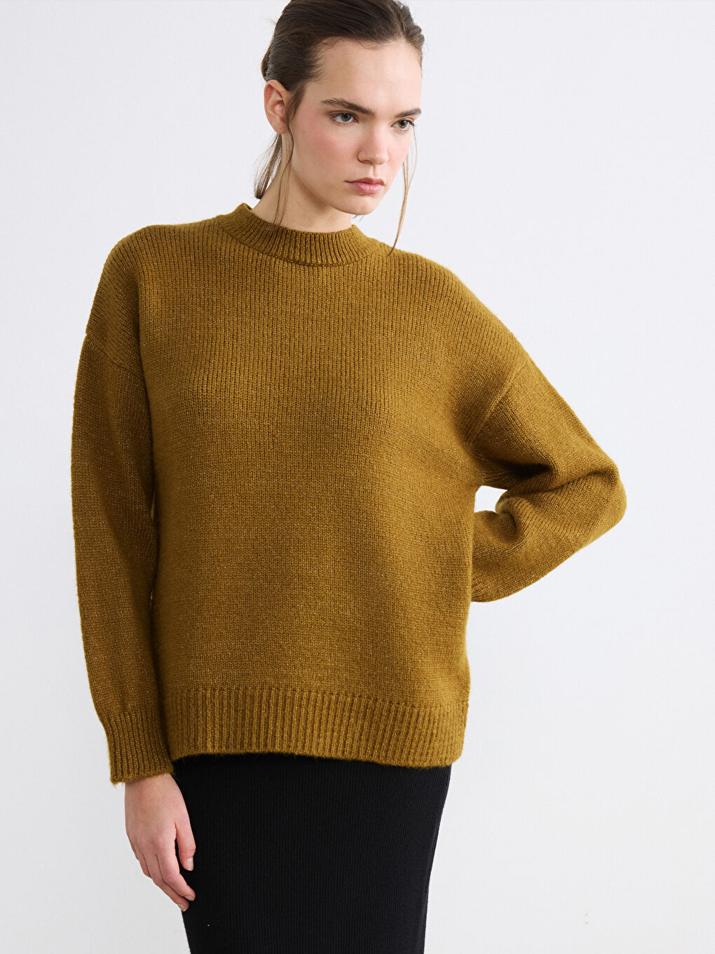 Yeşil Bisiklet Yaka Kadın Triko Kazak