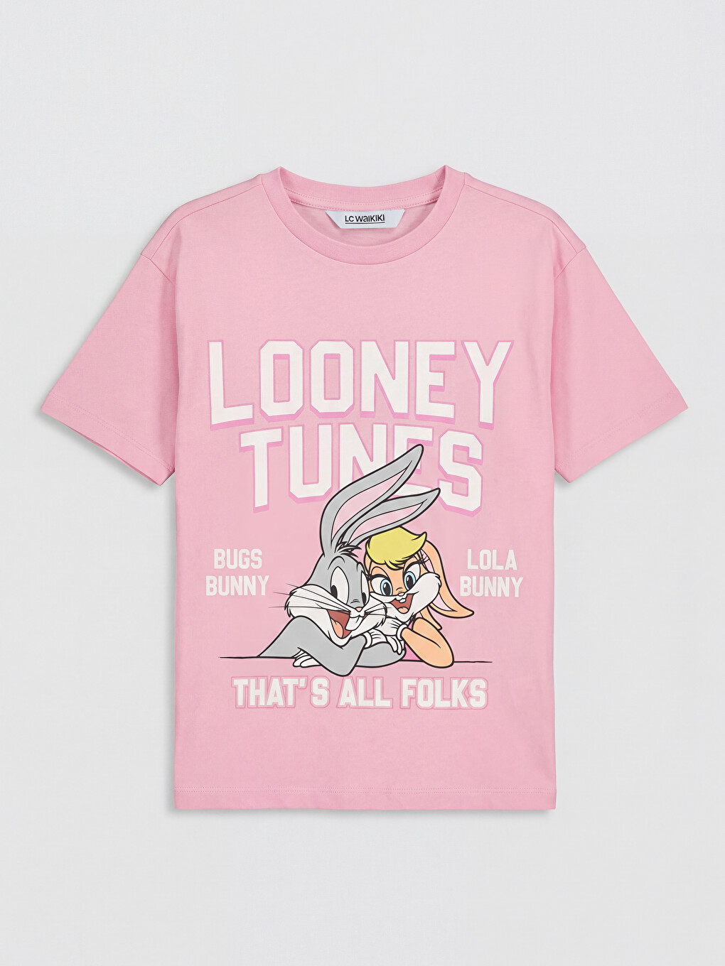 Crew Neck Looney Tunes Printed Girls' T-Shirt
