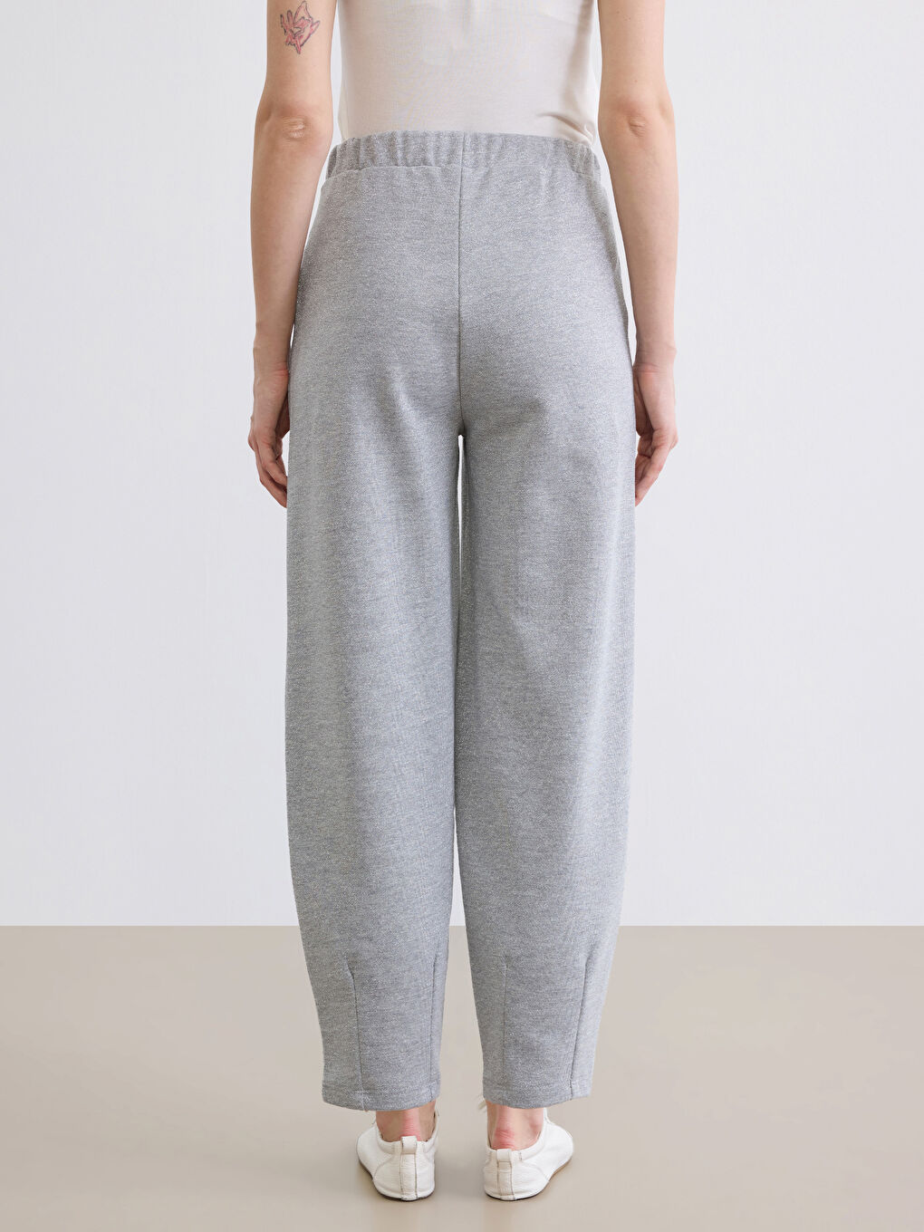 Gri Beli Lastikli Soft Touch Kadın Eşofman Altı	-3