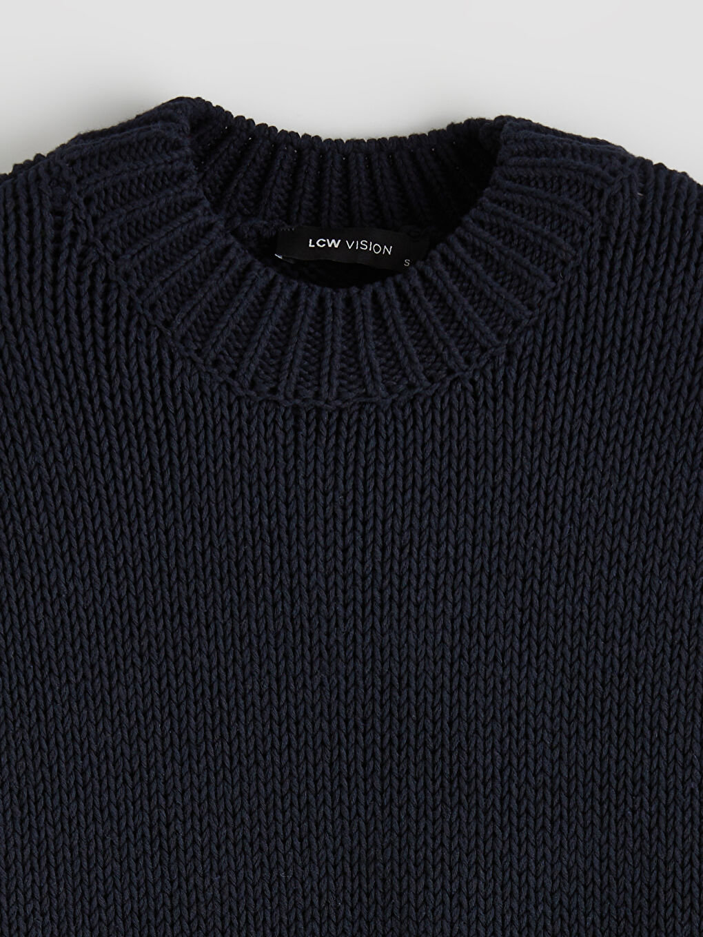 Lacivert Bisiklet Yaka Oversize Kadın Triko Kazak-1