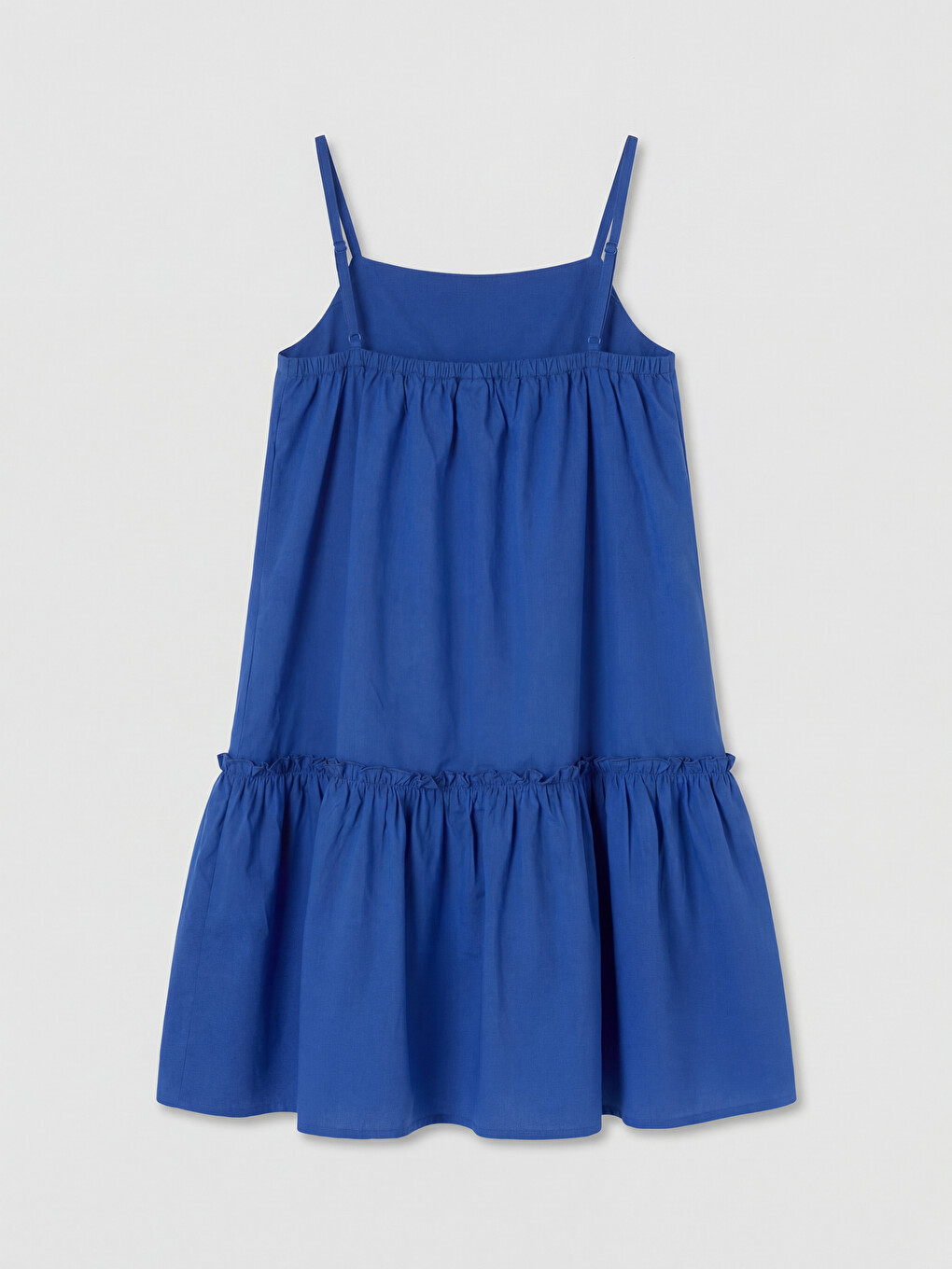 Square Neck Girls' Frilled Poplin Dress-1