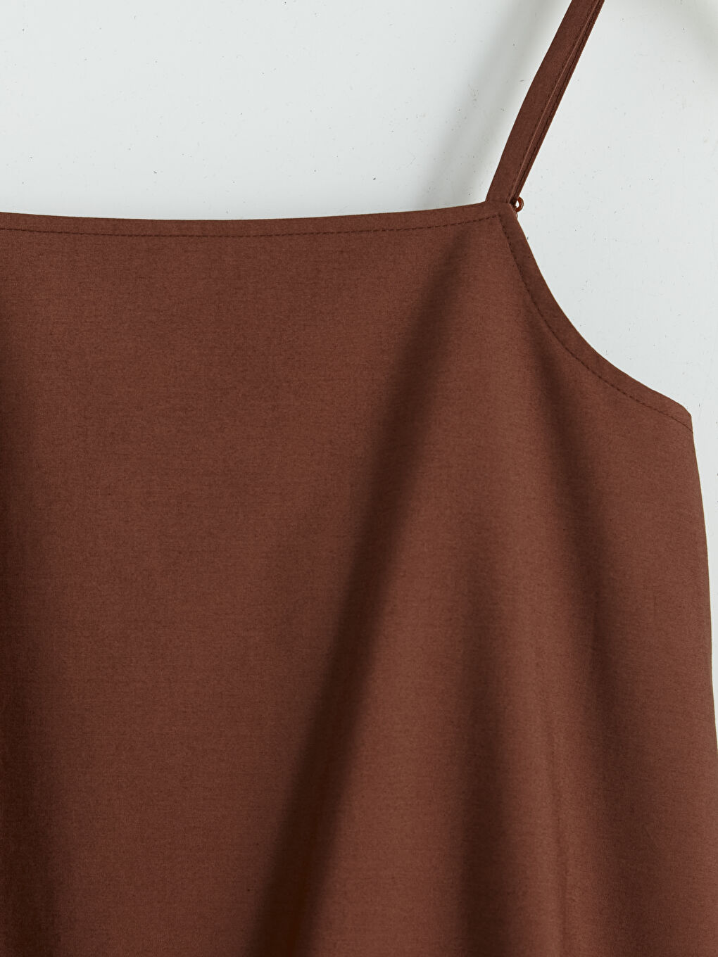 Kahverengi Fırfırlı Kare Yaka Kız Çocuk Poplin Elbise-2