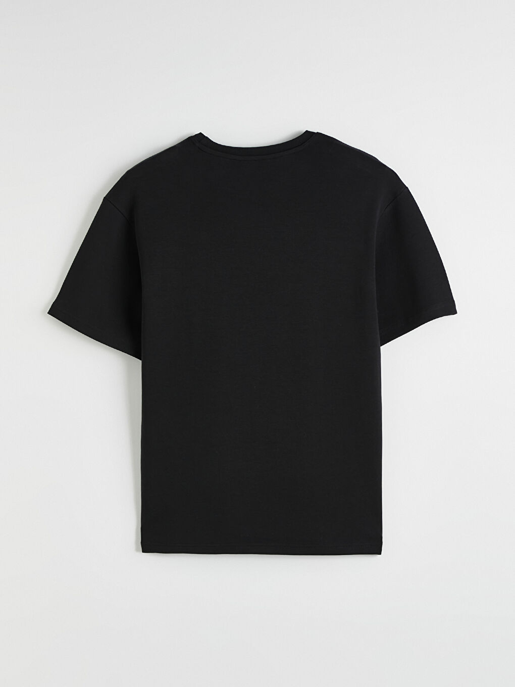 Siyah Oversize Bisiklet Yaka New York Baskılı Erkek Tişört-2