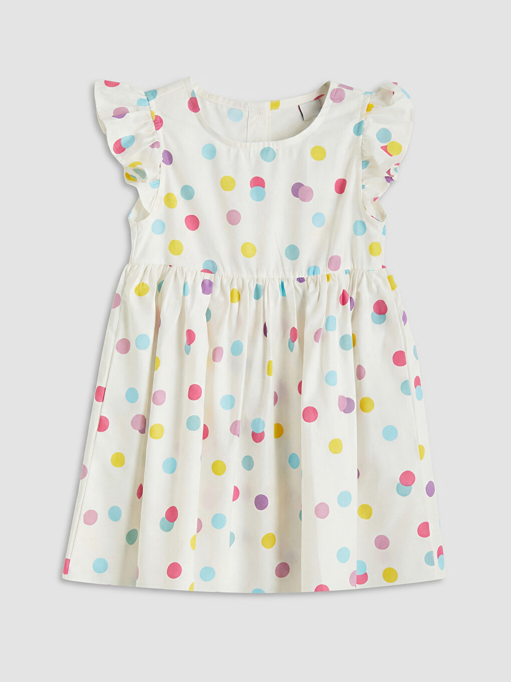 Crew Neck Printed Girls' Poplin Dress