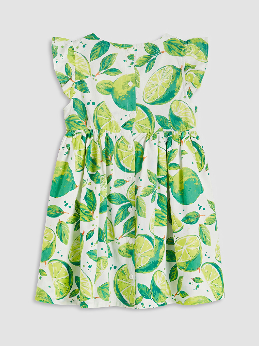 Crew Neck Printed Girls' Poplin Dress-1