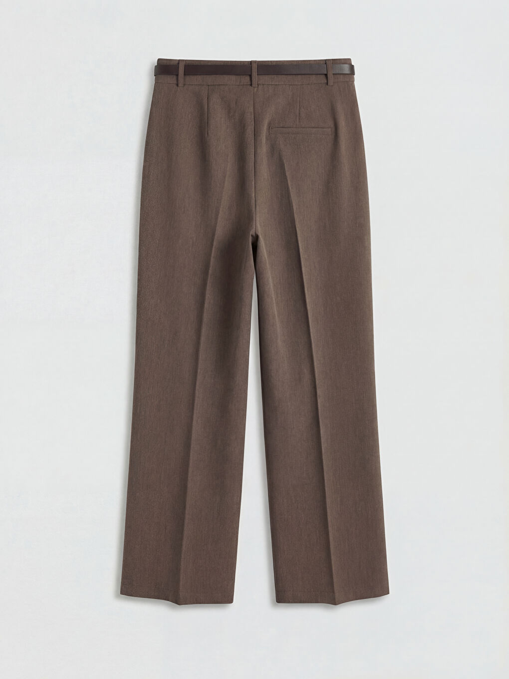 Kahverengi Beli Kemerli Standart Fit Kadın Pantolon-1