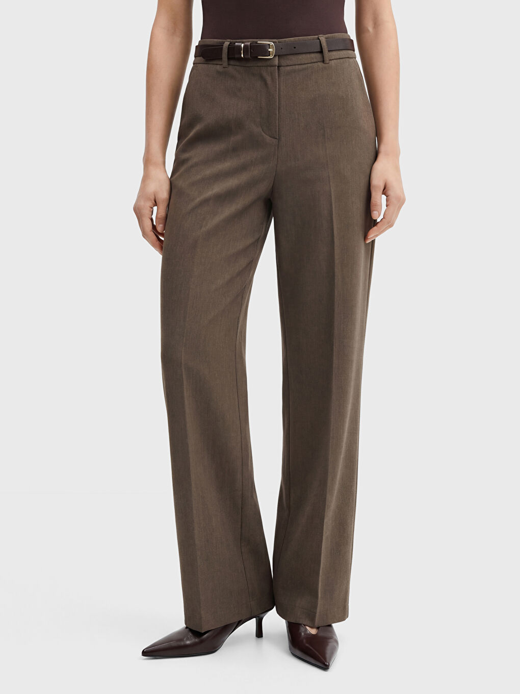 Belted Regular Fit Women's Trousers-1