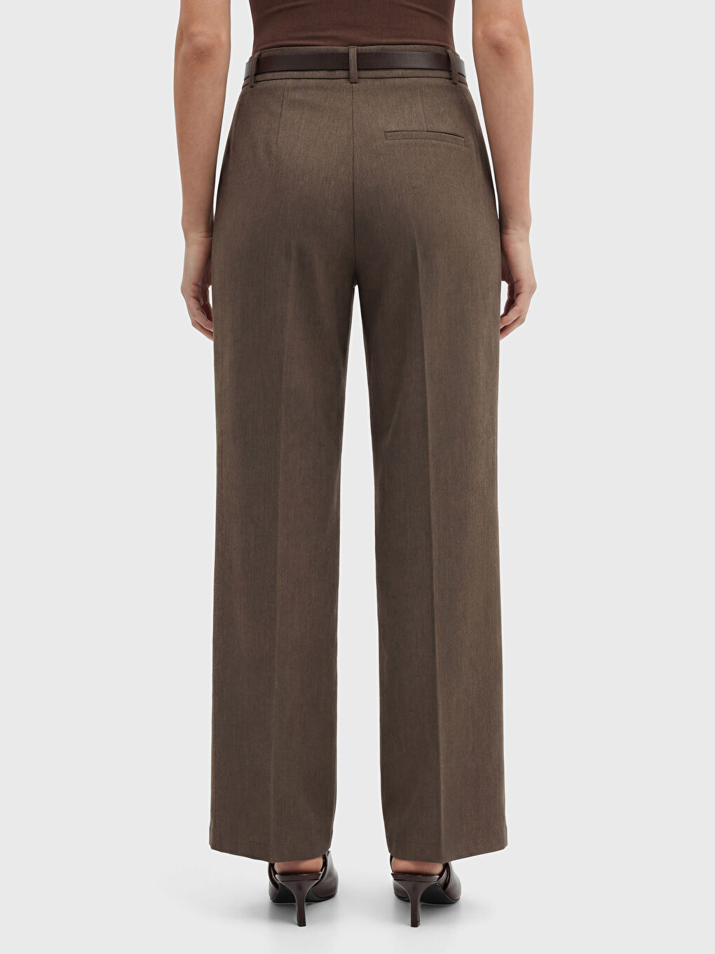 Belted Regular Fit Women's Trousers-3