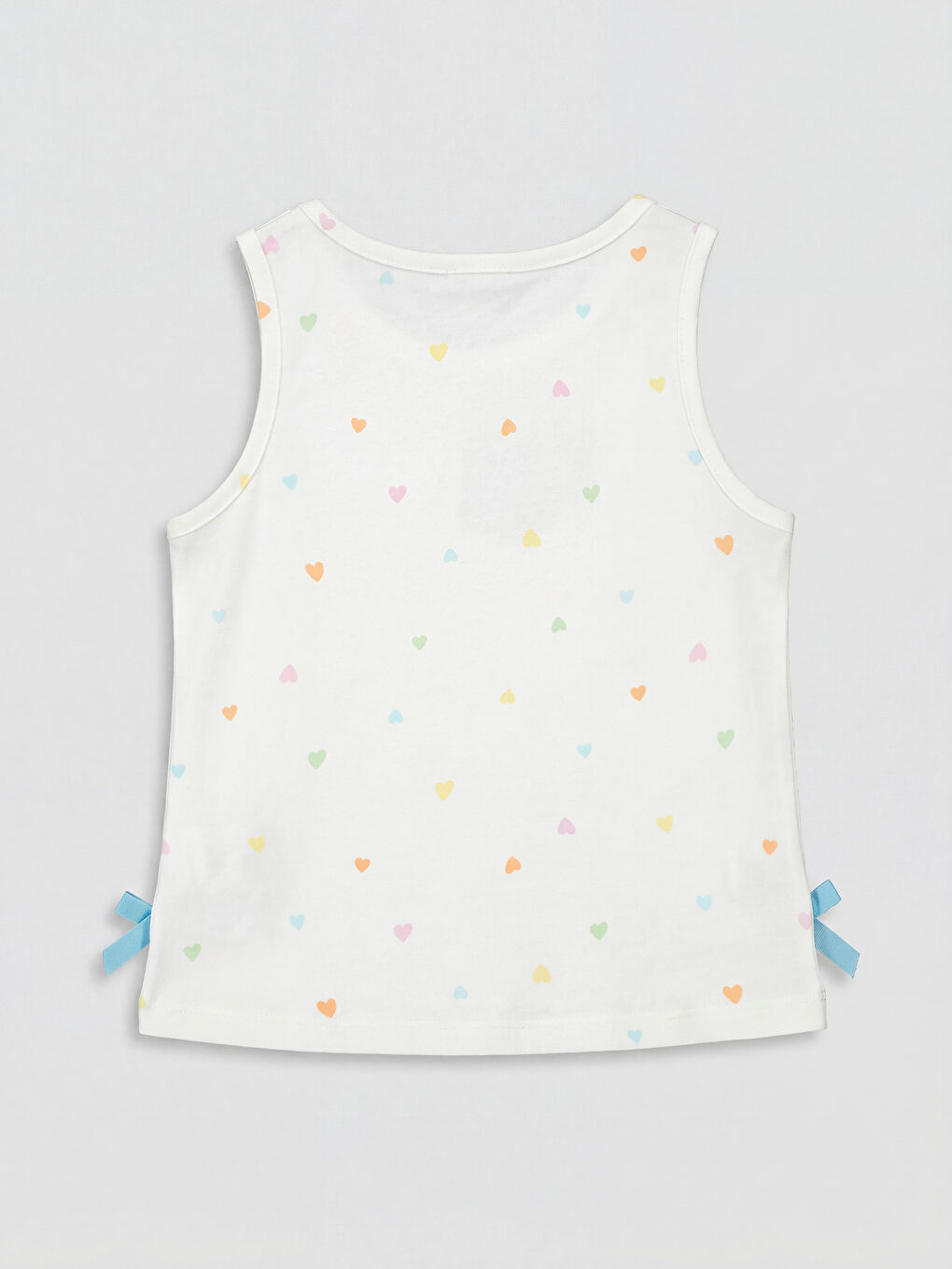 Ekru Bisiklet Yaka Baskılı Kız Çocuk Atlet 2'li-2