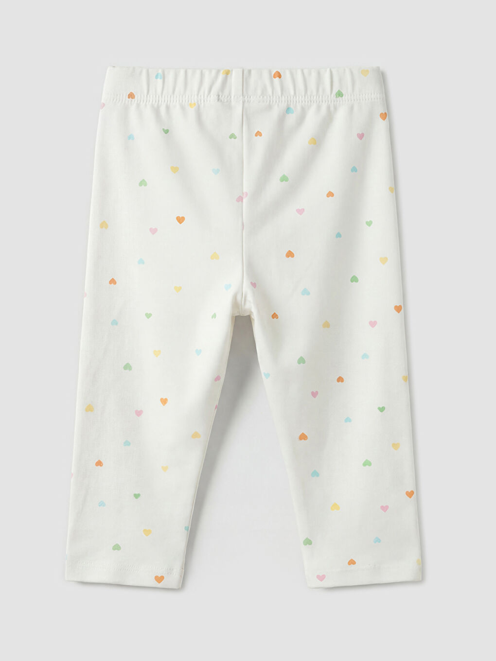 Ekru Kalp Baskılı Kız Çocuk Tayt-1