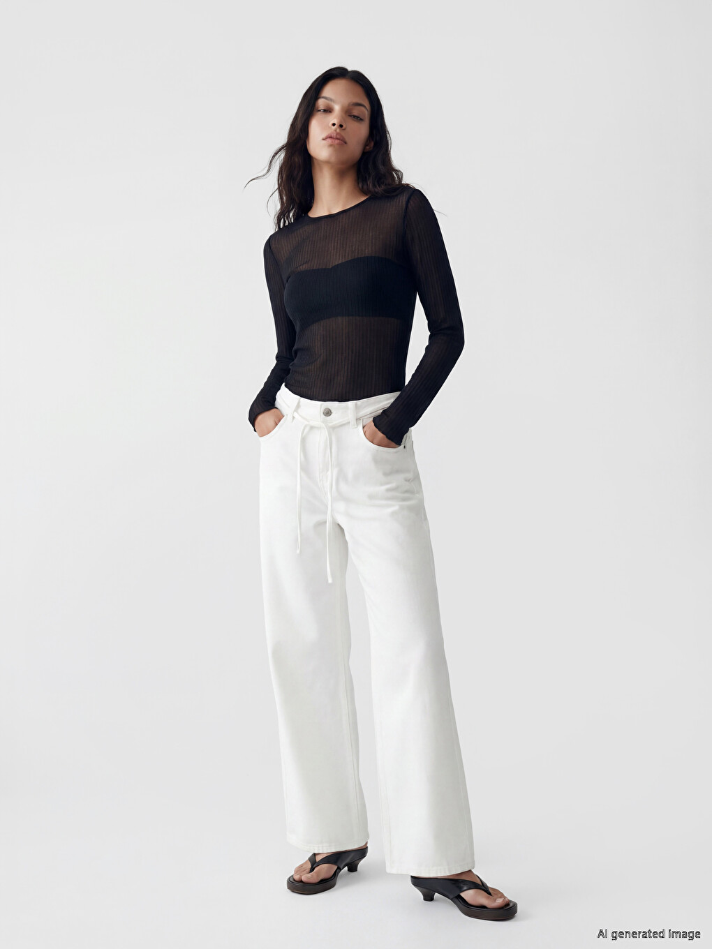 Elastic Waist Wideleg Women's Jeans