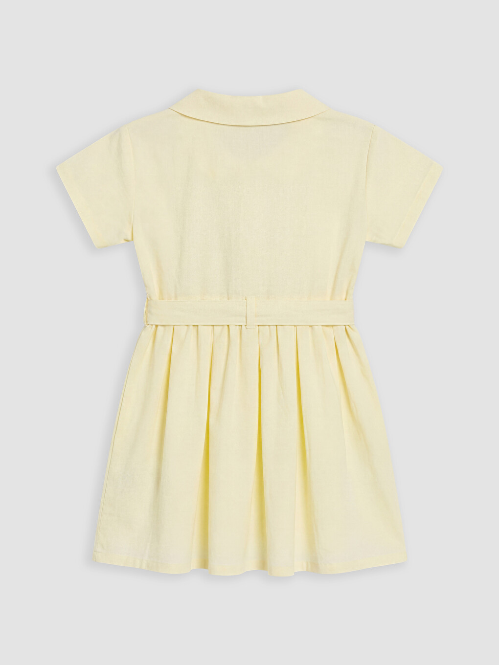 Collared Neck Belted Girls' Poplin Dress-1
