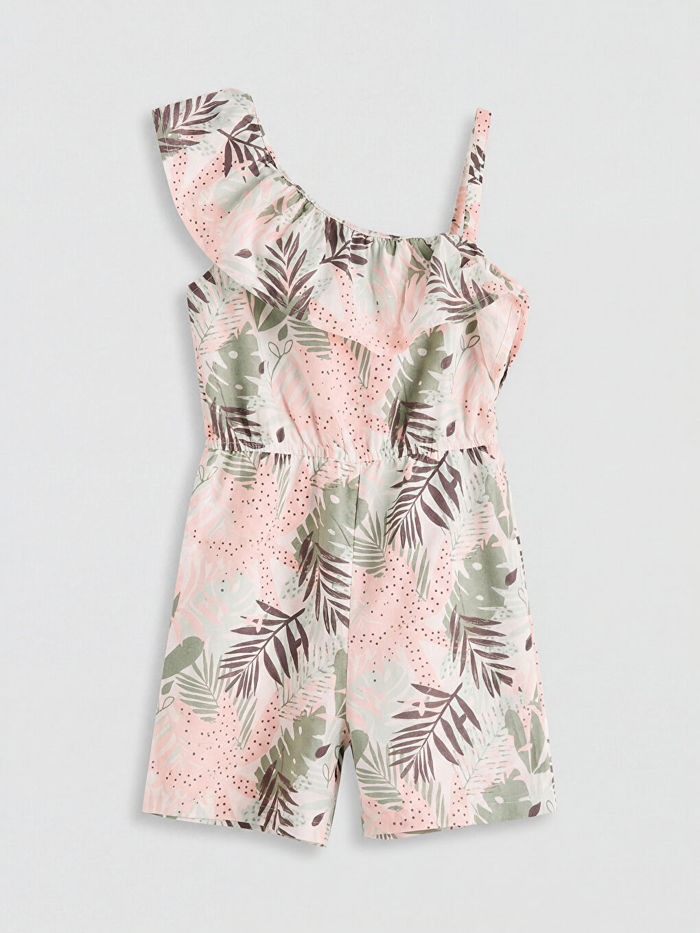 Ekru Desenli Kız Çocuk Tulum